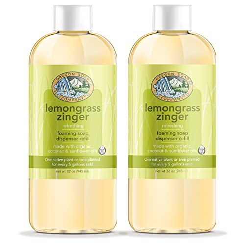 Oregon Soap Company - Hand Soap, Hand Soap Refill, Foaming Hand Soap Refill, Lemongrass Castile Soap Made with USDA Certified Organic Oils (32 Fl Oz (2-pack), Lemongrass)