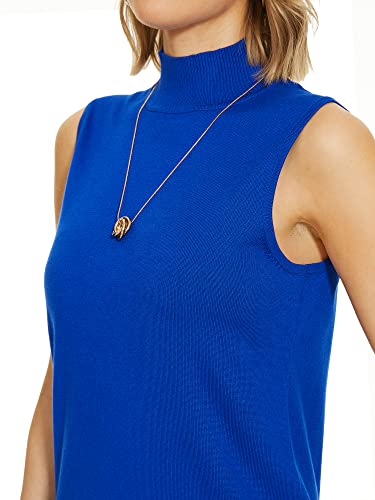 Image of INKOFF Sleeveless Mock Neck Turtleneck Knit Tops Women Dressy Casual Sweater Vest Business Work Tank