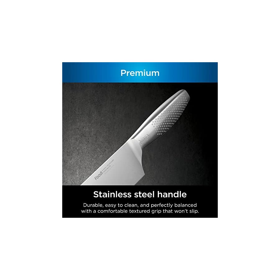 Ninja-K62012-Foodi-NeverDull-Premium-12-Piece-German-Stainless-Steel-Knife-System-with-Built-in-Sharpener-Stainless-SteelBlack Ninja K62012 Foodi NeverDull Premium 12-Piece German Stainless Steel Knife System with Built-in Sharpener, Stainless Steel/Black