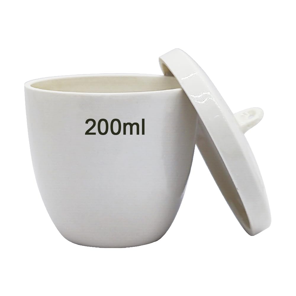 1 laboratorio de crisol de porcelana de 5 ml a 300 ml, 1 crisol de cerámica con tapa para experimentos de labratorio escolar (200 ml)
