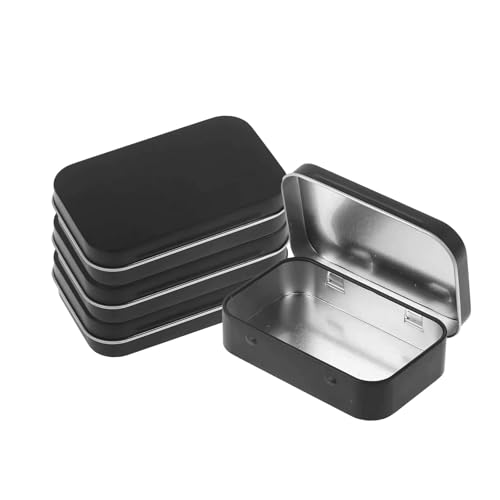 Nhgkju 4 unidades Mini Práctica Caja de Metal para Organizador de objetos cotidianos Caja de almacenamiento con tapa 95 x 60 x 20 mm Negro