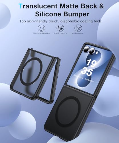Image of NO.1 Magnetic for Samsung Galaxy Z Flip 8 Case with MagSafe | [Military Grade Drop Tested][Translucent Matte][Anti-Fingerprint] Soft Silicone Bumper for Samsung Flip 8 Case Slim,Black