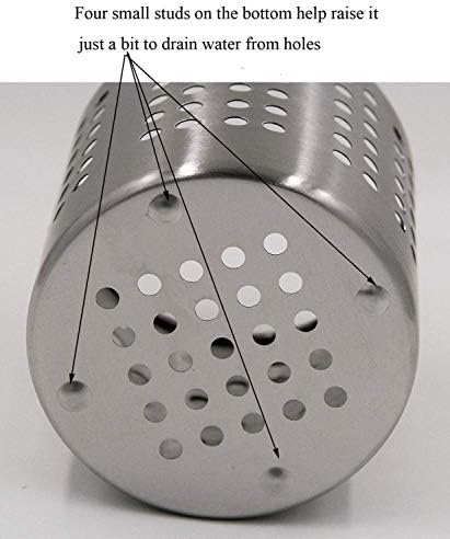 Bignay Stainless Steel Dotted Design Cutlery, Cooking Utensils and Gadgets,Caddy Spoon Holder Silver, Utensil Rack Holder Stand - 5 inch