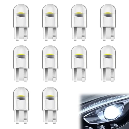 10 Piezas Luces LED Coche, Bombillas LED W5W T10 12V para Coche, W5W LED,T10 LED, Bombillas de Repuesto para Automóviles, Compatible para La Mayoría de Los Modelos,Fáciles de Instalar
