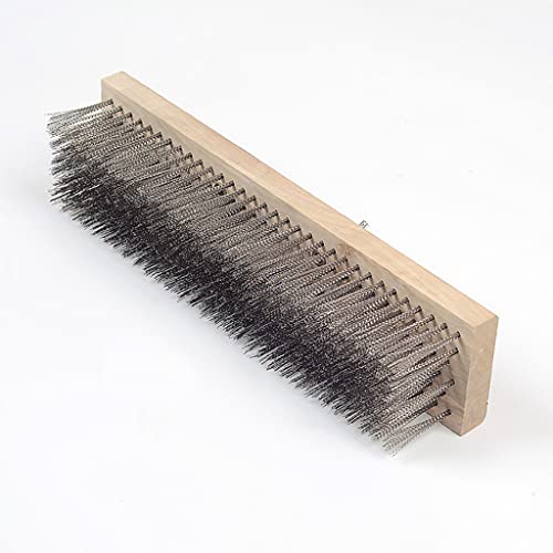 Image of 12 inch Heavy-Duty Rough Surface Floor Brush,Stainless Steel Wire Large Deck Scrub Brush 12 inch x 2.7 inch Removes Snow, Dirt & Grime on Drivways, Steps, Patios, Decks, Tile, Cement Without Stick (12 inch)