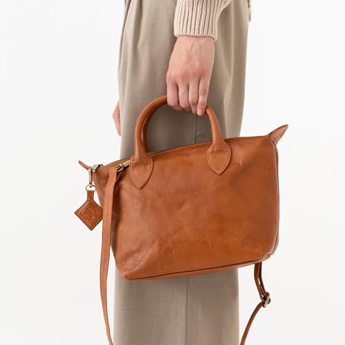 BERLINER BAGS Vintage Genuine Leather Shoulder Bag Louise, Small Crossbody Handbag, Purse for Women - Brown2