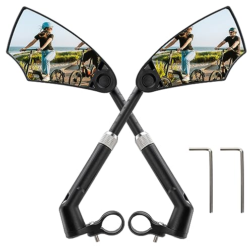ROCKBROS Bicycle Mirror 360°Rotatable and Foldable Bicycle Rear View Mirror for MTB Racing Bikes, E-bikes, Electric Scooters