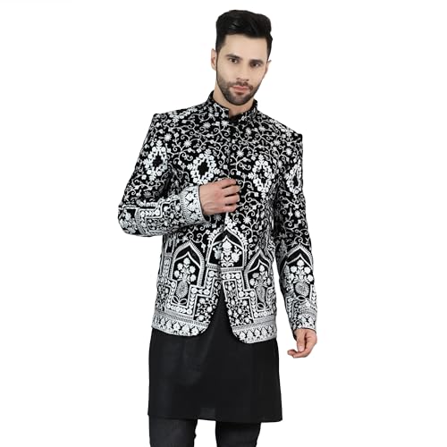 Image of WINTAGE Men's Embroidered Velvet Bandhgala