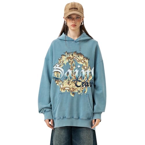 Saint Tears Mens Acid Wash Hoodie Oversized Hoodies Pullover Graphic Print Casual Hoodie Vintage Sweatshirt Streetwear Unisex3