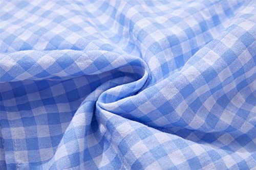 Beganly Toddler Baby Girls Cotton Ruffle Backless Sleeveless Swing Kids Plaid Casual Dresses Light Blue 90 #TOP6