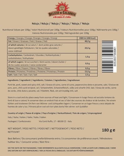 Kalabrische Nduja (180g) - Würziges Streichfähige und Cremige Salami | Made in Italy von Delizie di Calabria