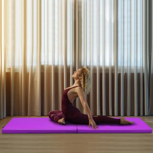Venbytech for 6'x2'x1.5 Gymnastics Mat Thick Two Folding Panel Fitness Exercise Purple