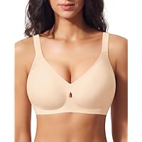 Ganado Reggiseno Senza Ferretto Reggiseno Donna Senza Cuciture Push Up Scollo a V Comodo Imbottito, L, Beige
