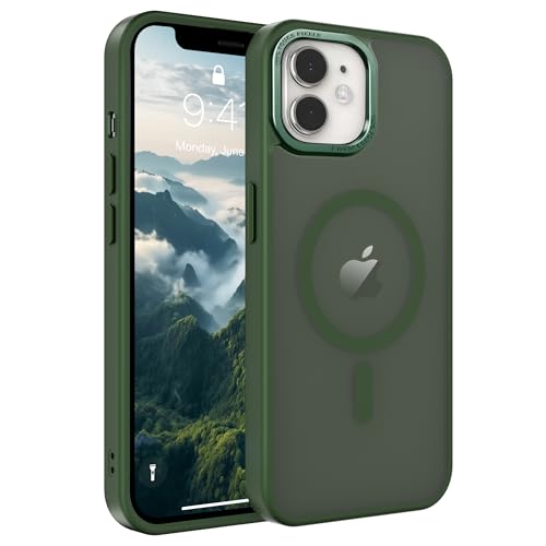 Image of Magnetic iPhone 11 case,Compatible with Magsafe, Military-Grade Protection,Slim Translucent Matte Shockproof with Anti-Scratch Anti-Fingerprint Phone Cover (Blackish Green, iPhone 11)