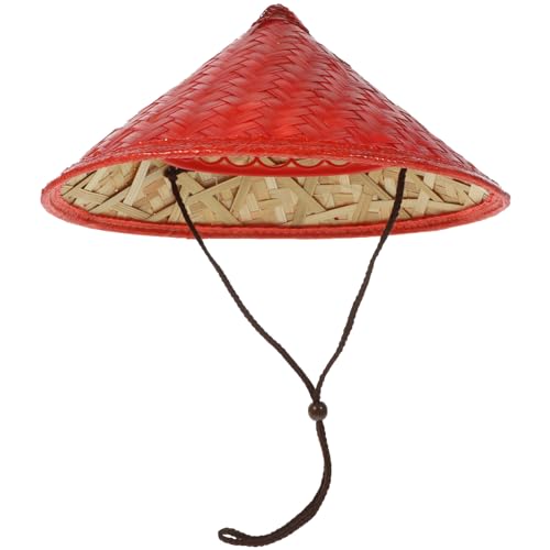 Chapeau conique rouge de chevalier chinois haute protection