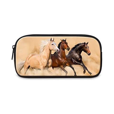 Dispalang Horse Print Pencil Bag for Students Cool Pen Bag for Office Cover