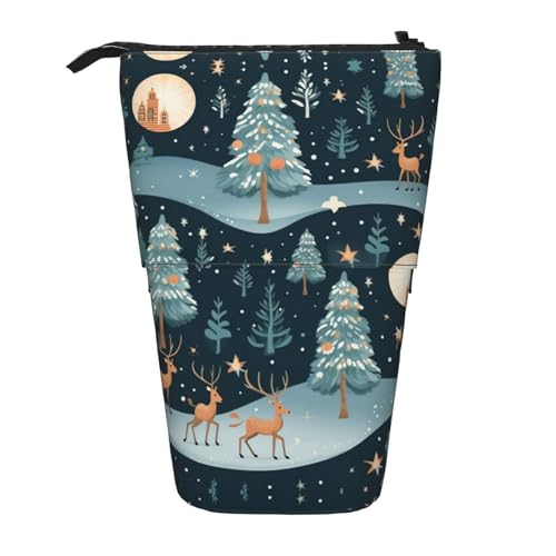 Astuccio per matite con stampa del Santuario della fattoria del bestiame astuccio per cancelleria da ufficio retrattile per Albero di Natale Taglia unica da lavoro blu