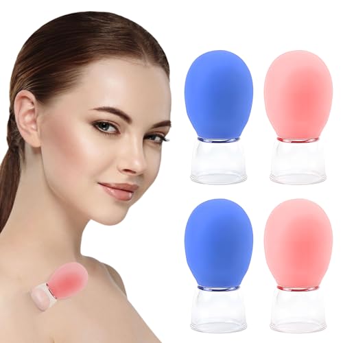 Mecmbj 4 Pcs Coppetta Anticellulite, Coppette Massaggio in Silicone, Coppette Viso, Coppette Massaggio Cupping Anti Cellulite per Corpo Collo Gambe Braccio Schiena Facial Trattamenti di Bellezza