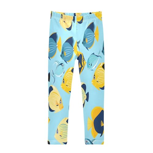 Bolaz Toddler Girls Leggings Printed Yoga Pants Leggings Yellow Blue Fish for Kids