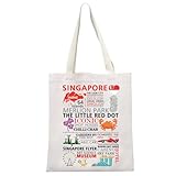MEIKIUP Singapore Travel Gift Singapore Iconic Lion Souvenir Tote Bag Singaporean Culture Food Shoulder Bag (singapore Tote Bag)