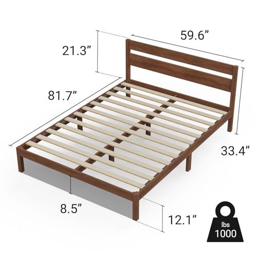 Image of LIFEMENT Queen Bed Frame with Headboard Classic Wood Platform, Noise Free, Under Bed Storage, No Box Spring Needed, Easy Assembly, Cherry