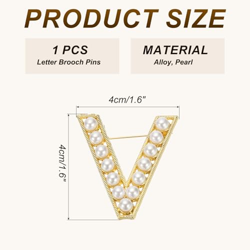Image of PATIKIL Letter Brooch Pins, Pearl Initial Alphabet Letter Lapel Badges Pin for Women Men Girl Wife Suits