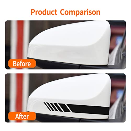 Timnas 2 Pcs Car Rear View Mirror Stickers, 5.51" X 1.18" Striped Rearview Mirror Car Stickers, Car Side Mirror Reflective Decals (Black) #TOP2