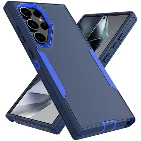 ZX Zenixy for Samsung Galaxy S24 Ultra Case, Heavy Duty Shockproof Protective Phone Case with Dual Layer Protection (Navy Blue) Cover