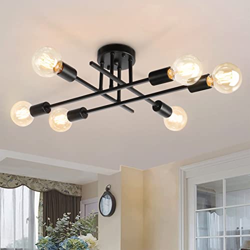 Rviezza 6-Lights Semi Flush Mount Modern Ceiling Light Fixture, Industrial