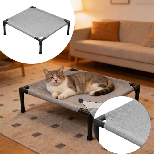 Accessoires pour animaux de compagnie : lit surélevé rafraîchissant gris - 7