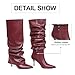 COMFITORIA Womens Knee High Boots, Fold Over Shark Boots Stiletto Heels Slouchy Long Boot Pointed Toe Thigh High Dress Shoes Sexy Fashion Tall Boot for Women with Zipper