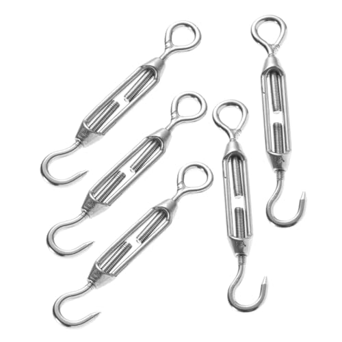 5 piezas Tensor ajustable para cable Alipis M5 de acero inoxidable 304 con gancho y ojo para tensión de cuerda pesada, instalación de cables y aplicaciones industriales miniatura 1