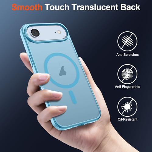 Image of SUPFINE Magnetic for iPhone Air Case (Compatible with MagSafe)(Military Grade Drop Protection) Slim Translucent Matte Shockproof with Anti-Fingerprint Phone Cover for 17 Air,Light Blue