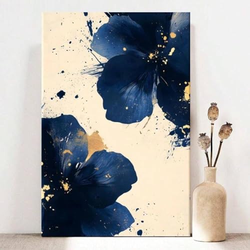 Toile florale abstraite bleue 20x30 cm pour sublimer la décoration murale d'un salon ou dortoir