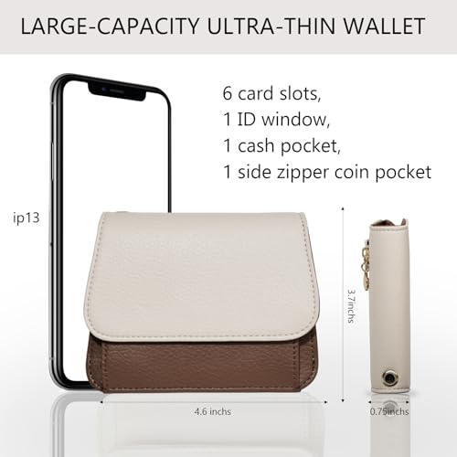 Image of Keychain Wallet for Women,RFID Wristlet Wallet with Beaded Strap | Tri-Fold Design,6 Card Slots,ID Window,Zipper Coin Pocket,Lightweight Carry