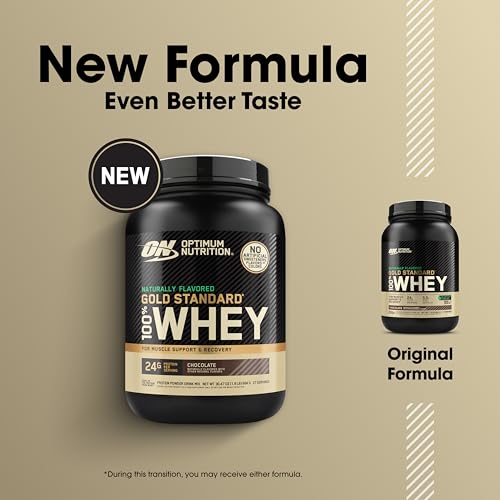 Image of Optimum Nutrition Gold Standard Whey Protein Powder, Chocolate, 2 LB | 24g 100% Whey Protein Per Serving, Naturally Flavored, Gluten Free, Easy Mixing, No Artificial Flavors, Colors, or Sweetners