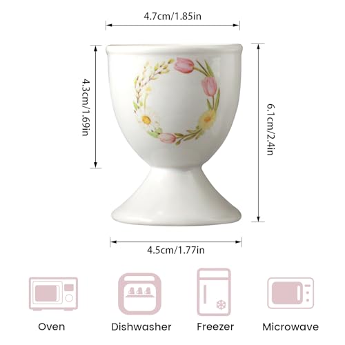 Image of Cinf Ceramic Egg Cup Set, 2 Pack, Floral Boiled Egg Holders for Breakfast