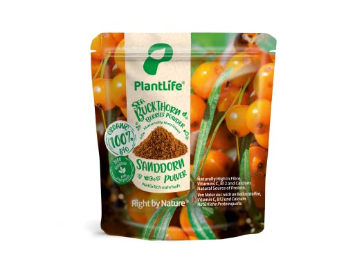 PlantLife Poudre d'Argousier BIO 350g - Poudre de Fruits Entiers Purs - Vegan - 100% Recyclable Cover