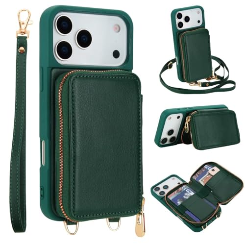 Étui portefeuille iPhone 17 Air vert foncé idéal pour vos déplacements