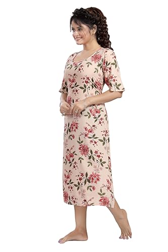 Image of CLOUD SOFT Stylish Women's Short Nighty | Premium Rayon Fabric | Soft Comfortable Everyday Night Dress - CS5002