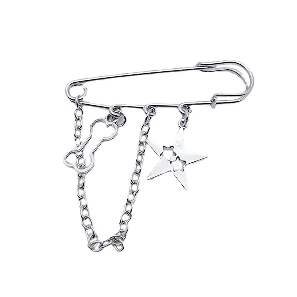 XIAHIOPTGothic Minimalist Brooch e/Five-Pointed Star Bone/Paper Clip Star Lapel Pin Fashion Sneaker Accessory