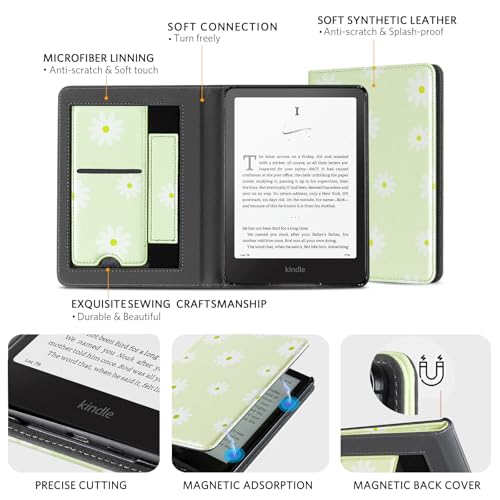 Image of CoBak Stand Case for 7 inch Kindle Paperwhite 12th Gen 2024 and Kindle Colorsoft with Hand Strap - Compatible with iPhone MagSafe, for Samsung /Belkin /Anker Wireless Charging Pads, Durable, Auto Sleep Wake