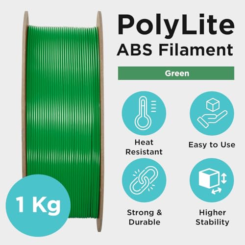 Image of Polymaker ABS Filament 1.75mm Green, 3D Printer Filament 1.75mm Heat Resistant 1kg - PolyLite ABS 3D Printing Filament 1.75mm, Strong & Durable, Dimensional Accuracy + /- 0.03mm