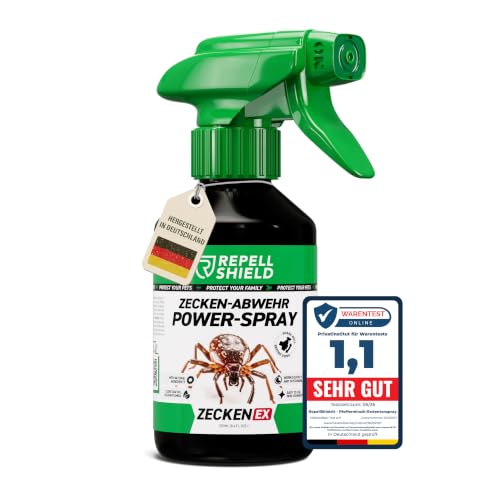 RepellShield Natürlicher Zeckenschutz -250ml- Effektives Geraniol Anti Zecken Spray Keine Flecken & Rückstände Zeckenspray Anti Zecken Mensch und Garten