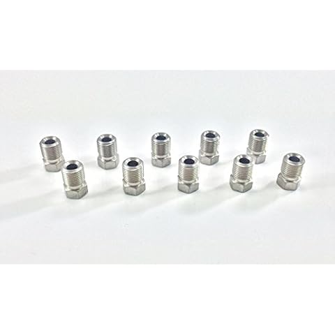 The Stop Shop Stainless Steel Metric Brake Line Invert Flare Fitting for 3/16" Tube. 10 x 1 mm (Pack of 10) Cover