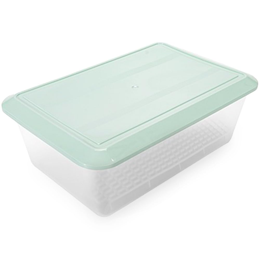 Pack 6 Bandejas Descongelar Alimentos 6,5L Tapa Verde y Rejilla Antigoteo | 36 x 24 x 12,5cm. Sin BPA. Recipiente para descongelación más higiénica. Ideal cocinas, restaurantes, hostelería y cátering