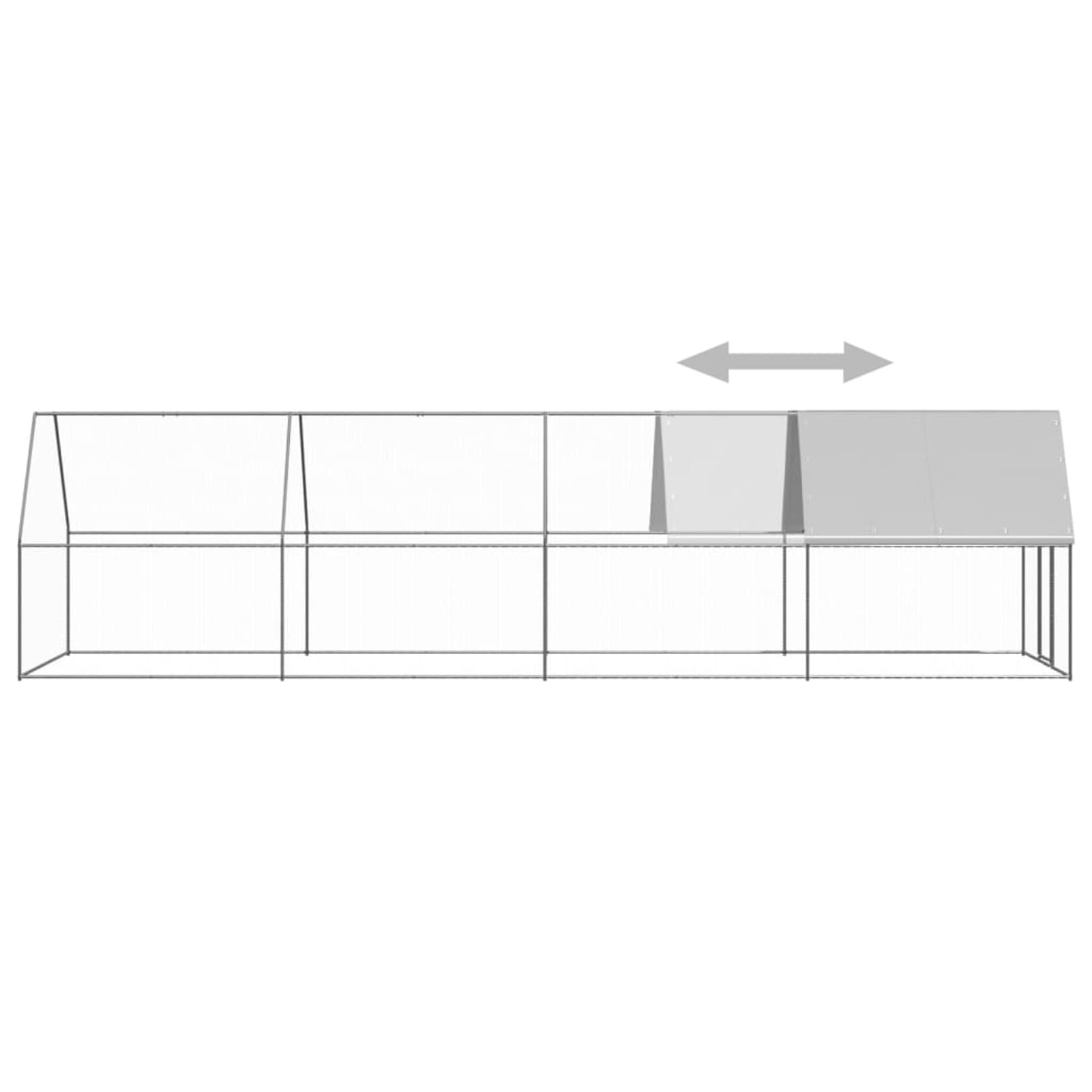 Gecheer Pollaio Esterno, Recinto per Polli e Anatre 2x8x2 m in Acciaio Zincato con Tetto in PE Resistente all'Acqua e Porta con Chiusura for Allevamento All'Aperto