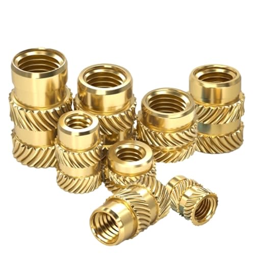ホットメルト熱射出成形3Dプリント真鍮銅埋め込みインサートナットローレットねじ自動車部品用エンジン吸気マニホールド用(Length 9mm)