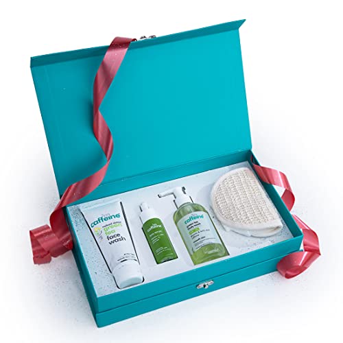 mCaffeine Green Tea Skincare Birthday Gift Set for Women & Men | Gift Kit in Premium Packaging | Gift Box with 4 Natural Skin Care Products For All Ages & Skin Types