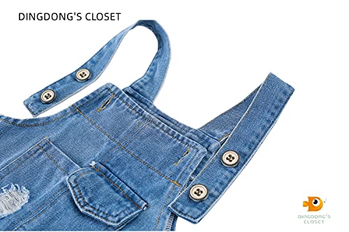 DINGDONG'S CLOSET Baby Toddler Kid Boys Girls Ripped Denim Overalls2